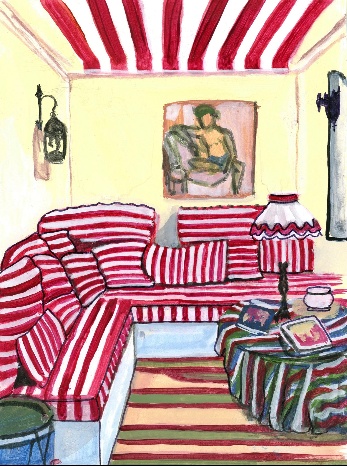 Red Striped Interior